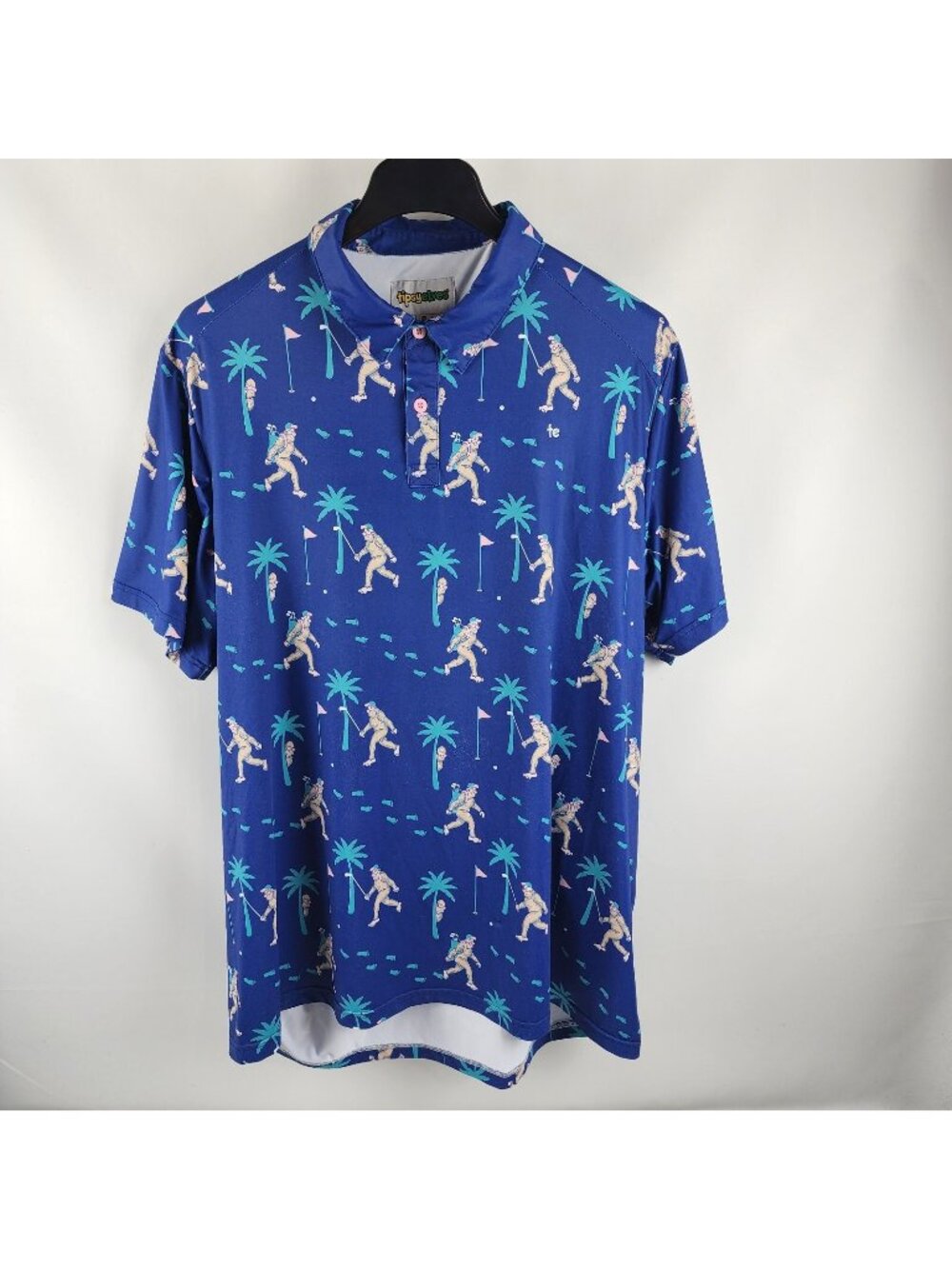 Tipsy Elves Shirt Mens 4XL Multicolor Sasquatch Big Foot Print S/S Golf Polo